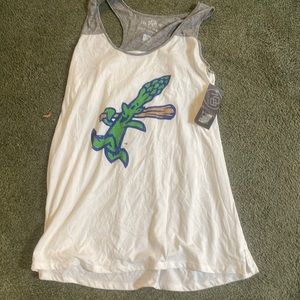 108 Stitches Size Large Stockton Ports Logo White & Grey Tank Top